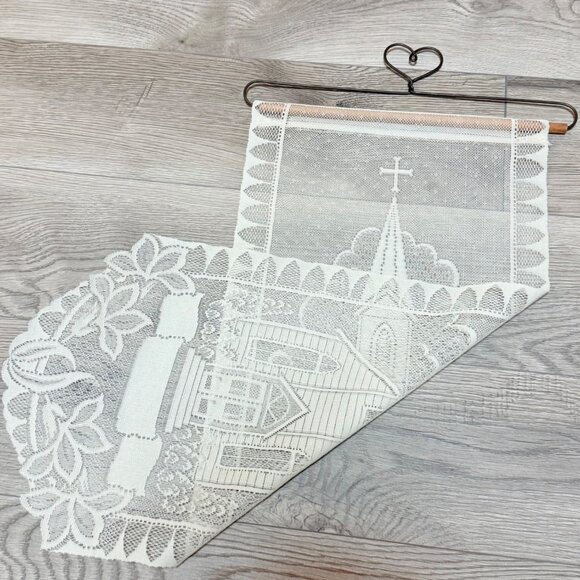 Decorative Lace Wall Door Art Hanging Tapestry Religious Country Church Motif - Picture 3 of 8